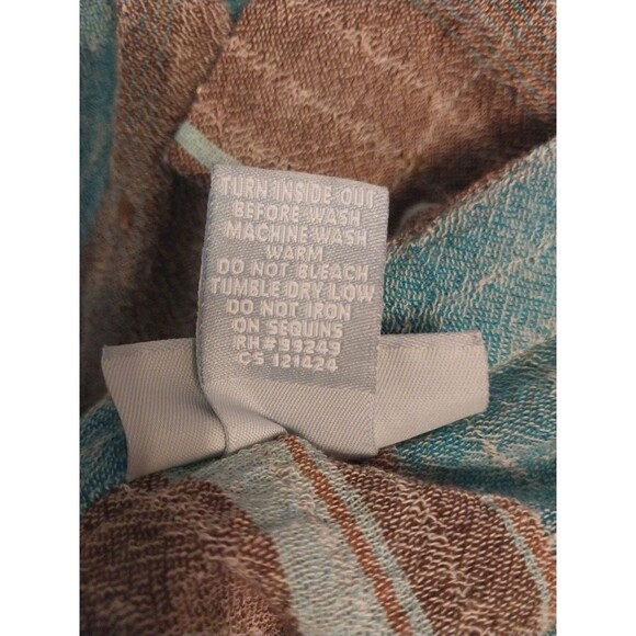 Liz & Me Top Sz 3X Colorful Stripes Sequins Button Up Side Slits Vneck Boho Chic - Picture 7 of 7